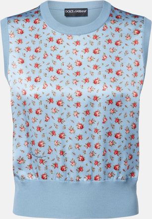 Dolce & Gabbana Pullover senza maniche in seta con stampa