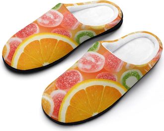 Generic Colorful Fruit Candies Fashion Cotton Slippers for Women Memory Foam House Slippers Non-Slip House Bedroom Shoes