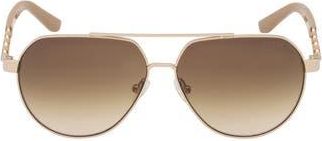 Guess 59mm Navigator Sunglasses in Gold /Brown at Nordstrom Rack