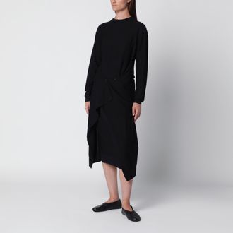 Christophe Lemaire Abito midi nero in misto lana merino