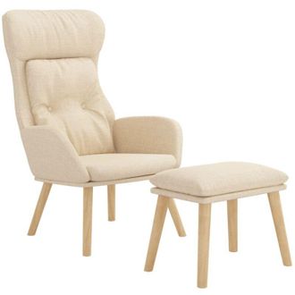 vidaXL Sill&oacute;n De Relax Con Taburete Tela Color Crema Vidaxl