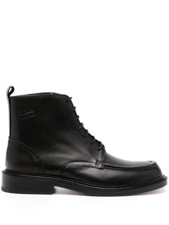 Maison Kitsun&eacute; lace-up leather boots - Black