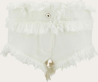 Ferragamo Women Frayed denim shorts White