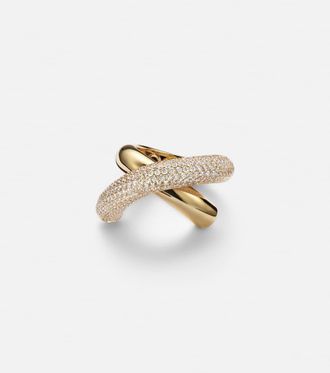 Engelbert Cross Loop Big 18kt gold ring with diamonds