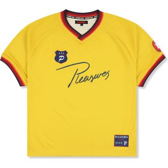 Pleasures Mona Sport Graphic Knit T-Shirt in Yellow at Nordstrom, Size Xx-Large