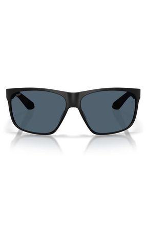 Costa Trades 60mm Polarized Square Sunglasses in Matte Black /Gray 580P at Nordstrom