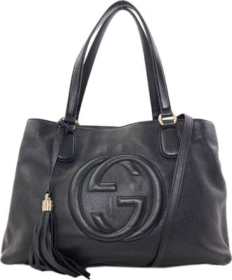 Gucci Black Leather Tote Bag (Pre-Owned)