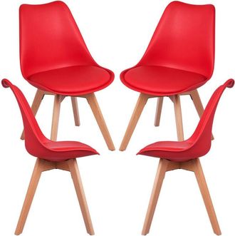 Regalos Miguel Packs Sillas Comedor - Pack 4 Sillas Synk Basic - Rojo