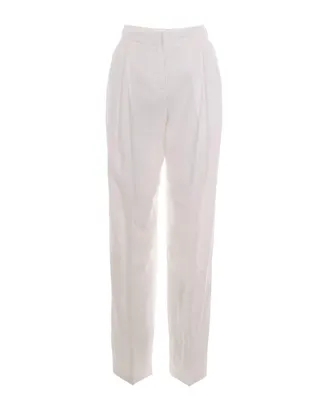 Elisabetta Franchi Tailored Long Pants in Optical Fabric with Front Pleats and Flap Pockets