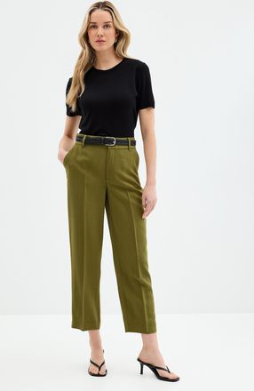 Contemporaine Womens Universal belted fluid pant Fit: Semi-slim leg, mid rise