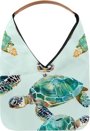 Generic Green Turtles Reusable Lightweight Grocery Bags - Foldable Into Compact Pouch, Washable & Sturdy, Multipurpose for Shopping and Travel