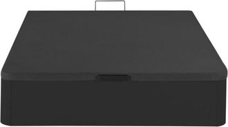 VENTE-UNIQUE.COM Somier con canap&eacute; abatible efecto madera negro 160 x 200 cm