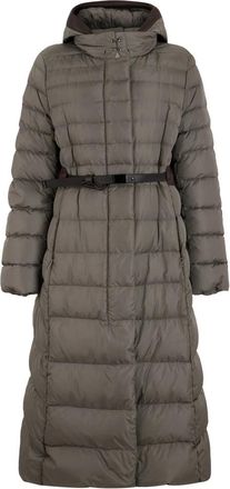 Moorer Cari Lange Gewatteerde Jas - Dames - Parka Jassen - Grijs - L - Leer - Jassen
