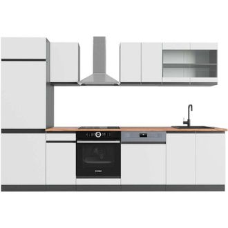 Vicco Mueble De Cocina R-line, Blanco/antracita, 300 Cm, Et Roble
