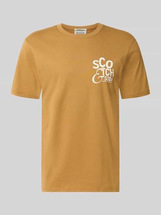 Scotch & Soda Regular Fit T-Shirt mit Logo-Print in Cognac, Gr&ouml;&szlig;e XXL