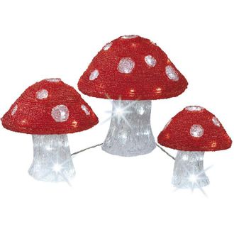 Lumineo Set De 3 Figuras Champi&ntilde;on Acrilico Exterior 25cm/20cm/18cm