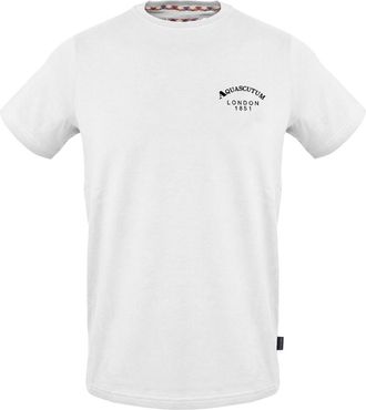 Aquascutum Heren T-shirt met ronde hals, normale pasvorm (Wit)