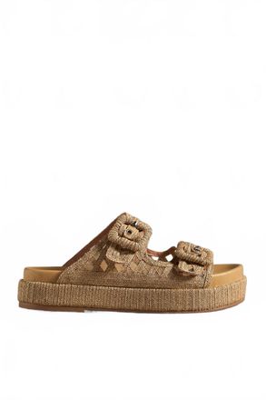 Bibi Lou Womens Raffia Slides In Natural