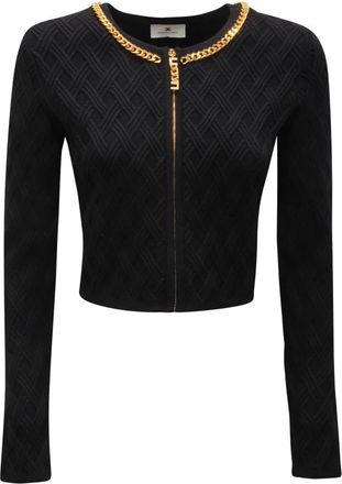 Elisabetta Franchi Mk-29B-56E2 Cardigan - Dames - Vesten - Zwart - XL - Polyester - Truien & Vesten
