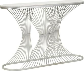 Dmora Consola Branduzzo, Mesa Multiusos, Gabinete De Soporte, Escritorio De Pasillo, 120x35 H79 Cm, Plata - Dmora