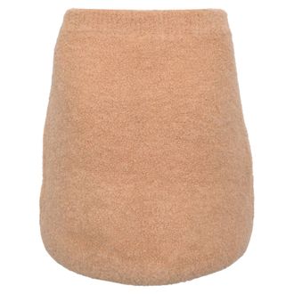 BA&SH Ba & Sh Fur-Accent Mini Skirt in Beige Wool