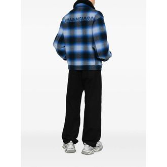 Balenciaga Check Wool Jacket - Blue