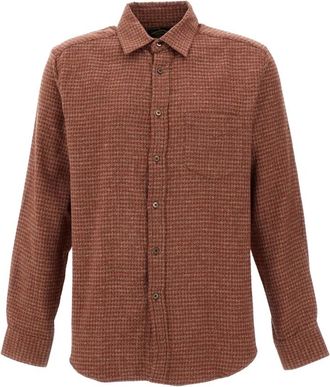 Portuguese Flannel Camicia Pied Poule Astratta - - Shirts - Uomo - Marrone - S