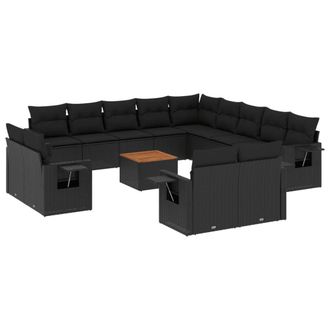vidaXL Vidaxl - Set Divani Da Giardino 14pz Con Cuscini In Polyrattan Nero
