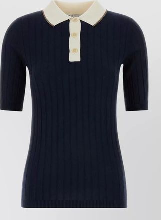 Brunello Cucinelli wool blend polo shirt ribbed collar