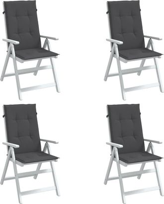 vidaXL Cojines Silla Respaldo Alto 4 Uds Tela Gris Antracita Melange Vidaxl