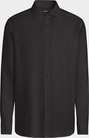 Ermenegildo Zegna Mens Cashco Cashmere and Cotton Solid Dress Shirt