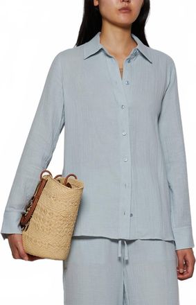 &Eacute;terne Constance Long Sleeve Button Down Shirt In Dusty Blue