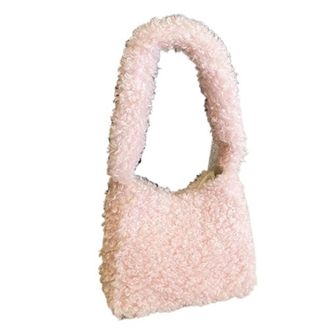 Generic Womens Plush Bags Womens Shoulder Bag Vintage Soft Plush Ladies Underarm Bags Female Fluffy Tote Handbags(Pink)