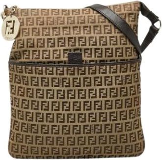 Fendi Pre-owned Cross Body Bags, female, Brown, Size: ONE SIZE Pre-owned Canvas Cross Body Bag
