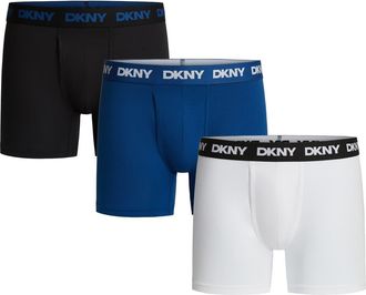 DKNY 3-Pack Stretch Cotton Boxer Briefs in Black/Limoges/Bright White at Nordstrom, Size Xx-Large