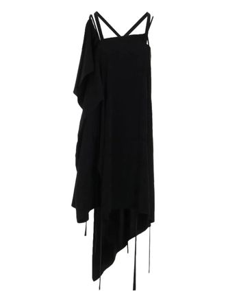 Yohji Yamamoto asymmetric draped dress - women - Triacetate/Polyester - 2 - Black