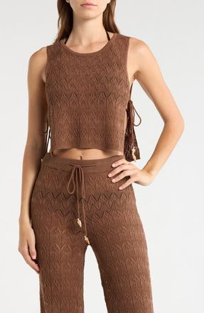 Elan Tie Side Crop Cover-Up Top in Brown at Nordstrom, Size X-Large