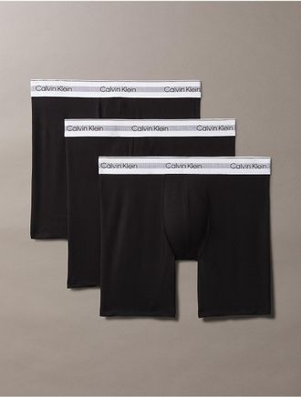 Calvin Klein Mens Icon Modal Mesh 3-Pack Long Boxer Brief - Black - S