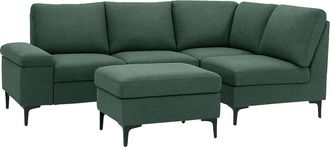 Concept Usine Sof&aacute; esquinero de 4/5 plazas en tejido chenilla verde con puf