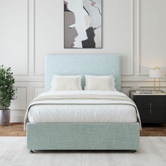 Bedmaster Linen 4 Drawer Divan Base & Plain Headboard in Light Brown | Size: King
