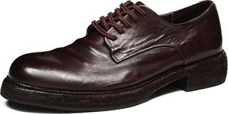 Generic Mens Low Block Heel Vintage Oxfords Lace Up Formal Shoes Round Toe Patent Leather Wedding Party Prom Shoes,Brown1,7 UK