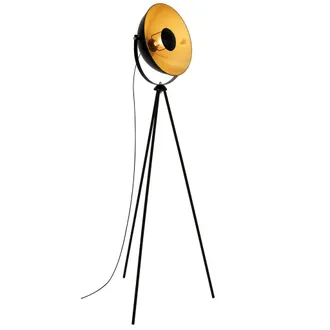 Briloner Lampada Da Terra Retr&ograve; Briloner Leuchten Sand, 60 W, Ip20, Nero-oro, Metallo, Escl. 1x E27, 58 X 34,5 X 148 Cm