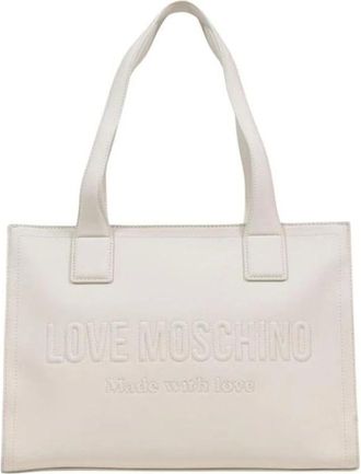 Love Moschino Handbags, female, Beige, Size: ONE SIZE Polyethylene Handbag with Textured Design