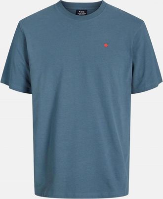 Jack & Jones Jack & Jones Mens Embroidered Crew Neck Short Sleeve Jersey T-Shirt - Blue - Size: 40