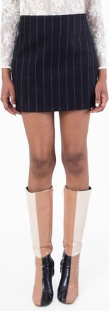 Anine Bing Tierra Mid-Rise Pinstripe Skirt, Size Medium