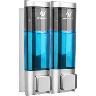 OEM Distribuidor De Jab&oacute;n - Doble Dep&oacute;sito - Montaje Pared - Sin Taladrar Opcional - Abs - Transparente - 2 X 500 Ml