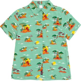Disney Lion King Short Sleeve Button Down Shirt in Mint Green at Nordstrom, Size X-Large