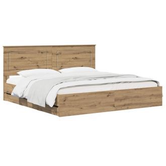 vidaXL Bed Frame With Storage And Headboard Artisan Oak 180 X 200 Cm Vidaxl