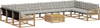 vidaXL Conjunto De Sof&aacute;s De Exterior 11 Uds. Blanco Y Gris Claro Vidaxl