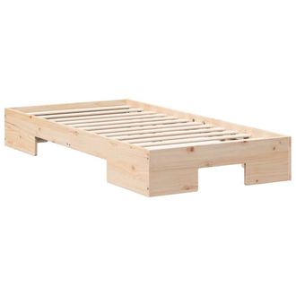 Berkfield Home Floor Bed Frame with Storage Brown 75 x 190 cm Solid pine wood in Natural